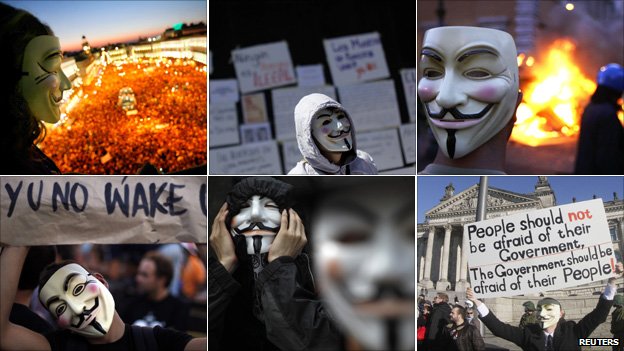 Reuters image of V for Vendetta masks used in protests